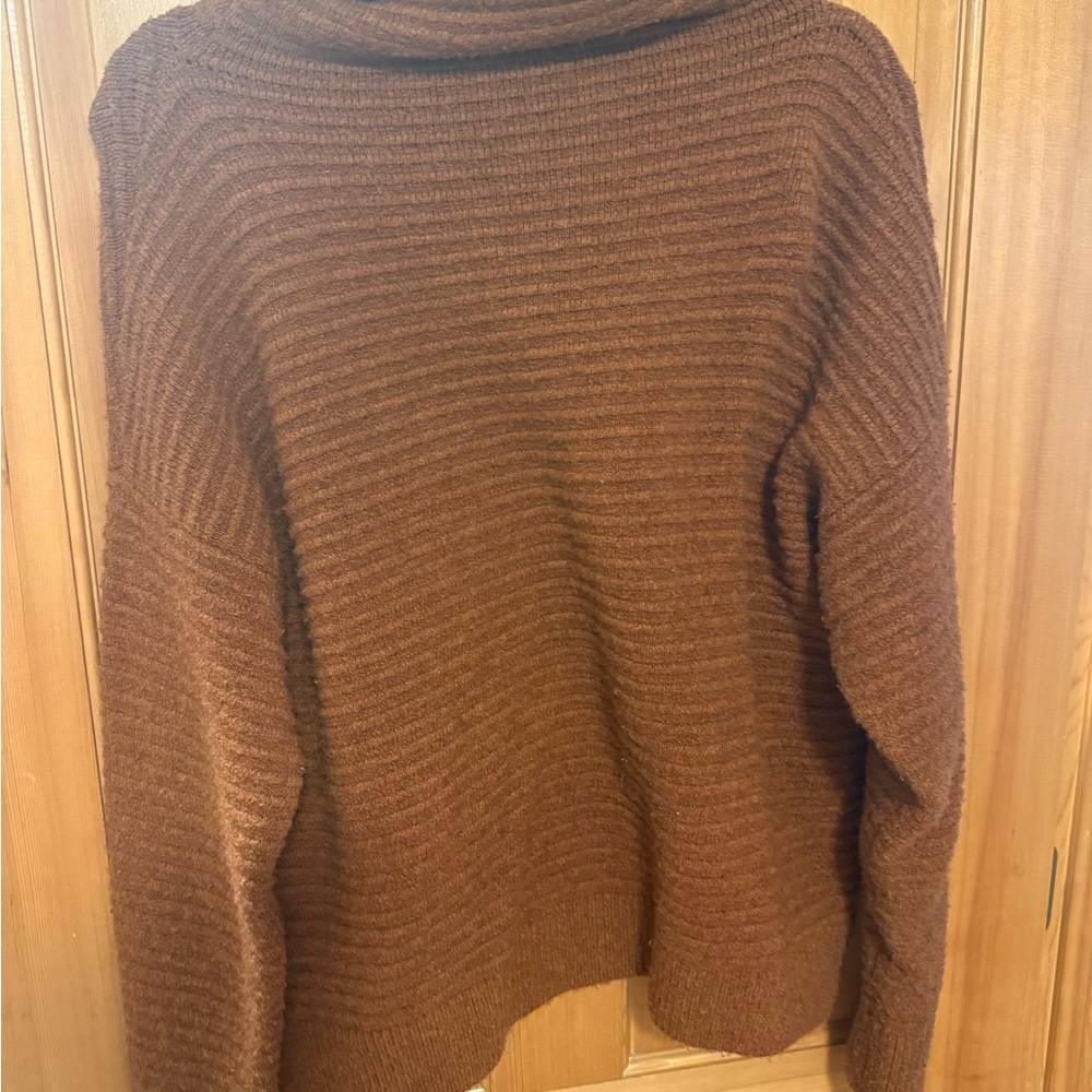 Madewell Brown Ribbed Turtleneck Sweater